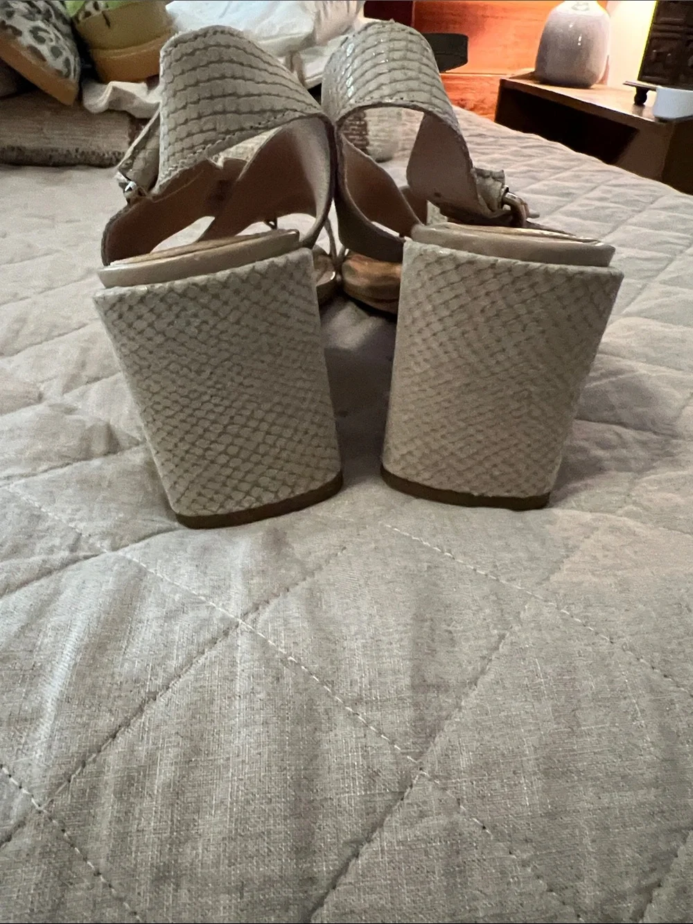 Donald J. Pliner Cream Textured Slingback Heels